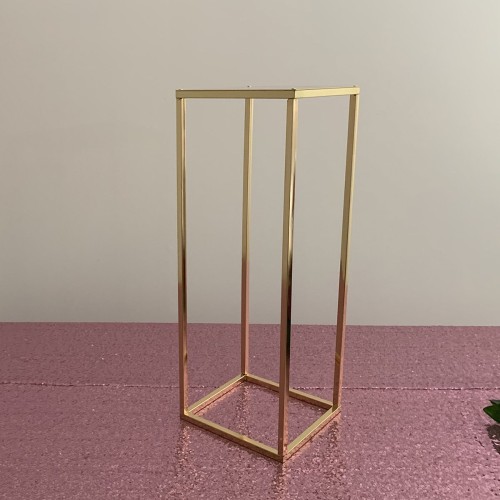60cm Tall Rectangular Metal Wedding Flower Centerpiece Stands - French Gold