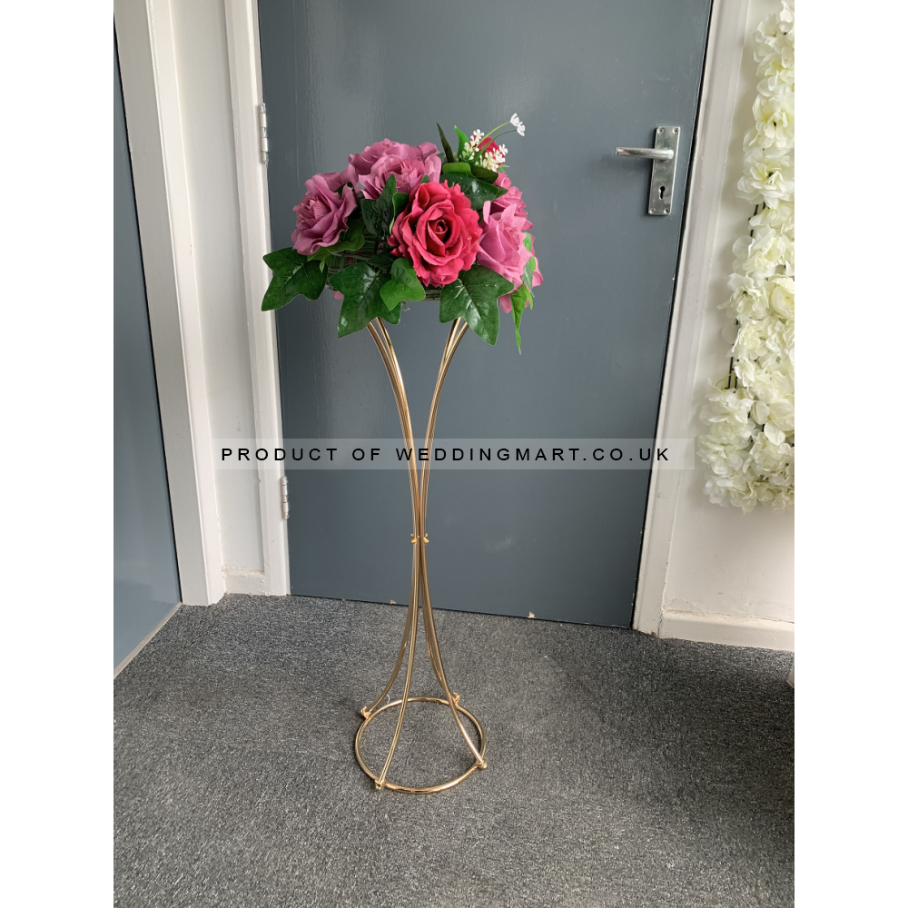80cm Trumpet Shaped Metal Wedding Centerpiece Flower Stands - GOLD