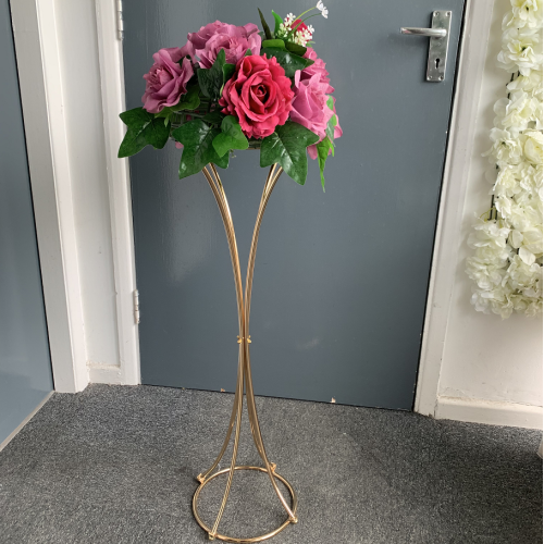 80cm Trumpet Shaped Metal Wedding Centerpiece Flower Stands - GOLD