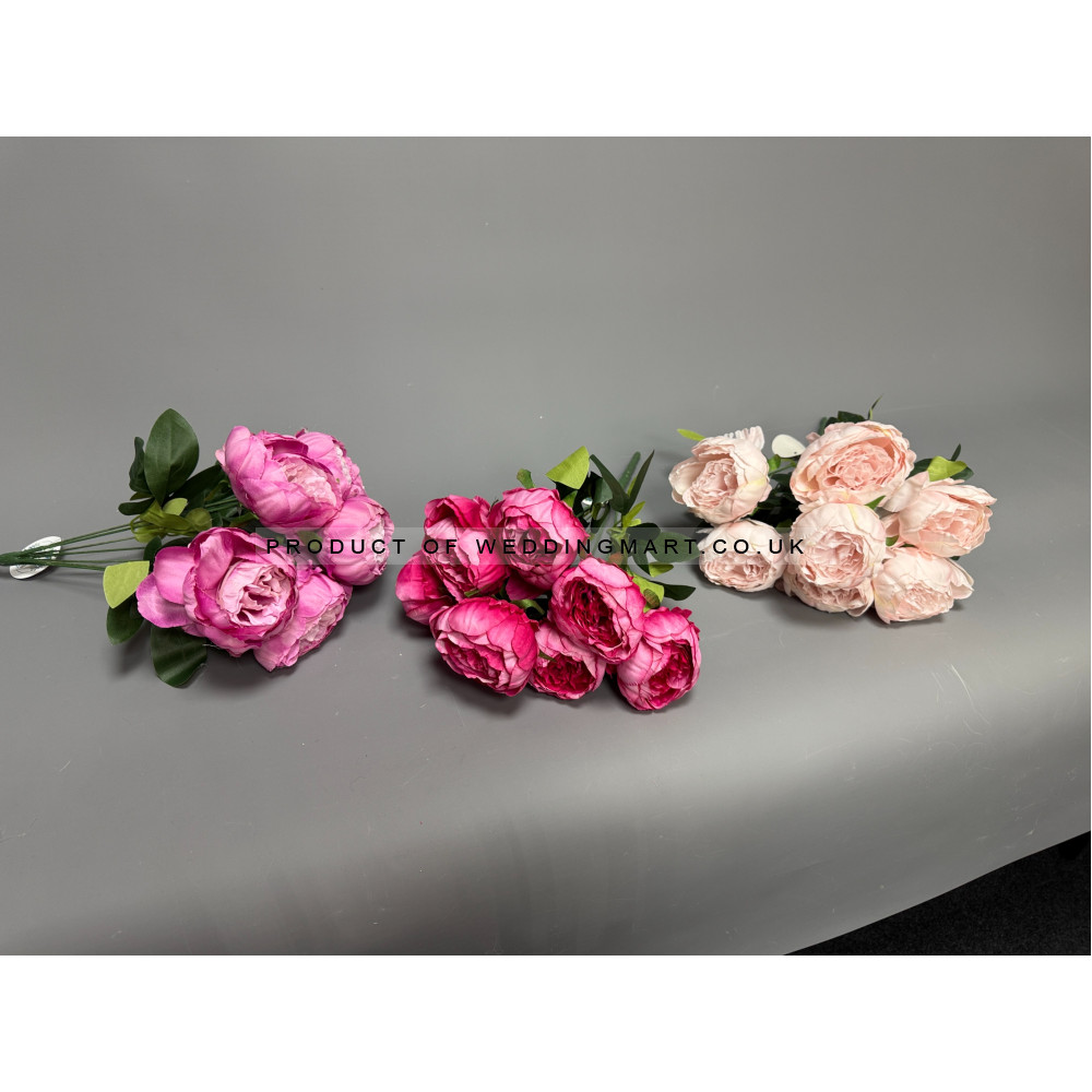 7 Heads Artificial Peony Bouquet - Light Pink