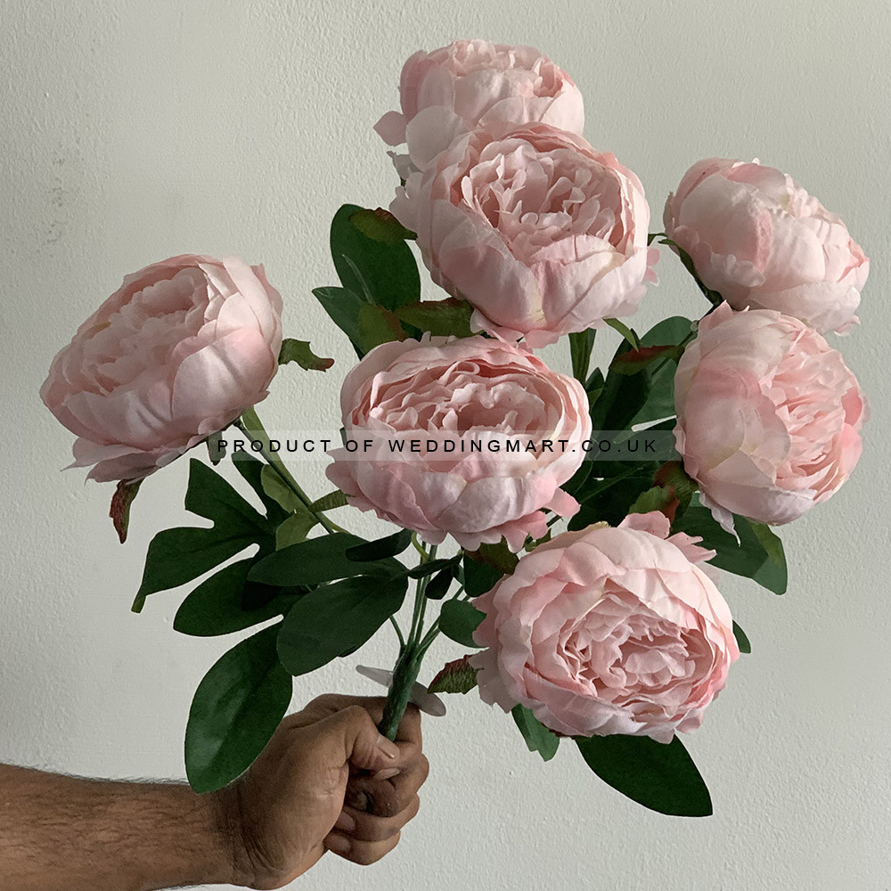 7 Heads Artificial Peony Bouquet - Light Pink – Wholesale Peony Bouquets for Wedding Decorators | WeddingMart