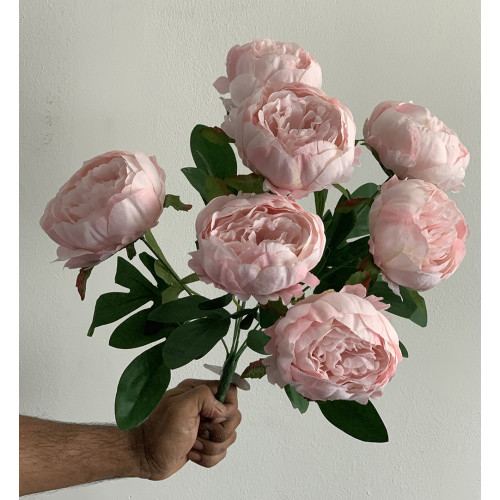 7 Heads Artificial Peony Bouquet - Light Pink