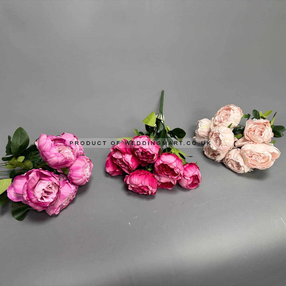 7 Heads Artificial Peony Bouquet - Fuchsia – Wholesale Peony Bouquets for Wedding Decorators | WeddingMart