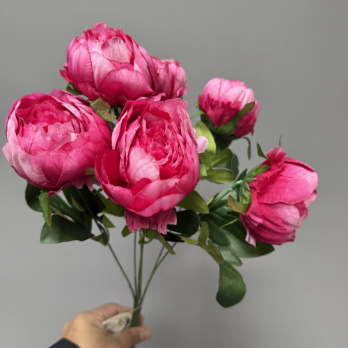 7 Heads Artificial Peony Bouquet - Fuchsia – Wholesale Peony Bouquets for Wedding Decorators | WeddingMart