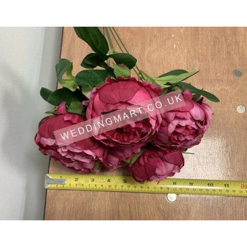 7 Heads Artificial Peony Bouquet - Fuchsia
