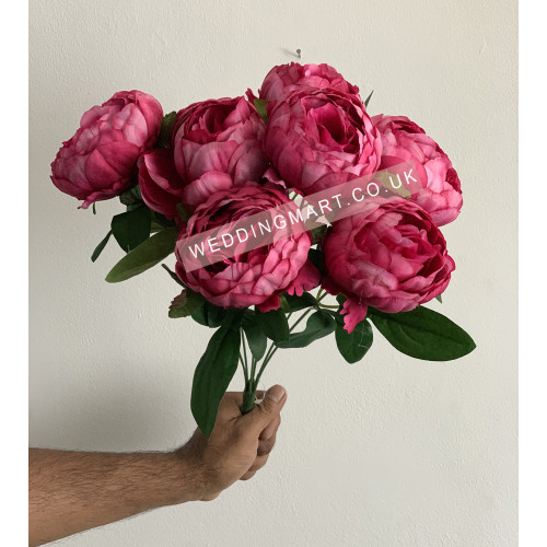 7 Heads Artificial Peony Bouquet - Fuchsia