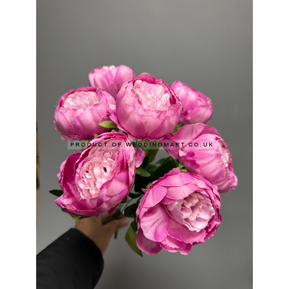 7 Heads Artificial Peony Bouquet - Dark Pink