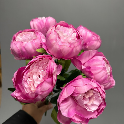 7 Heads Artificial Peony Bouquet - Dark Pink – Wholesale Peony Bouquets for Wedding Decorators | WeddingMart
