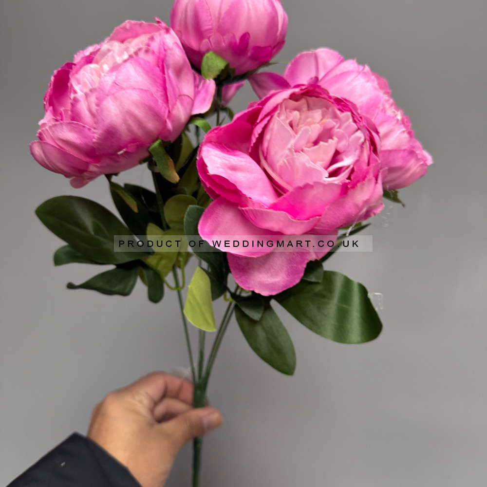7 Heads Artificial Peony Bouquet - Dark Pink – Wholesale Peony Bouquets for Wedding Decorators | WeddingMart