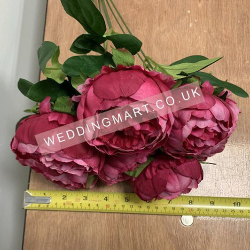7 Heads Artificial Peony Bouquet - Dark Pink – Wholesale Peony Bouquets for Wedding Decorators | WeddingMart