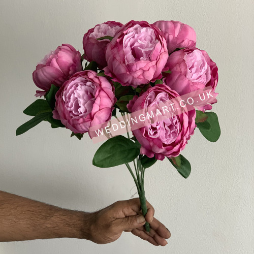 7 Heads Artificial Peony Bouquet - Dark Pink – Wholesale Peony Bouquets for Wedding Decorators | WeddingMart