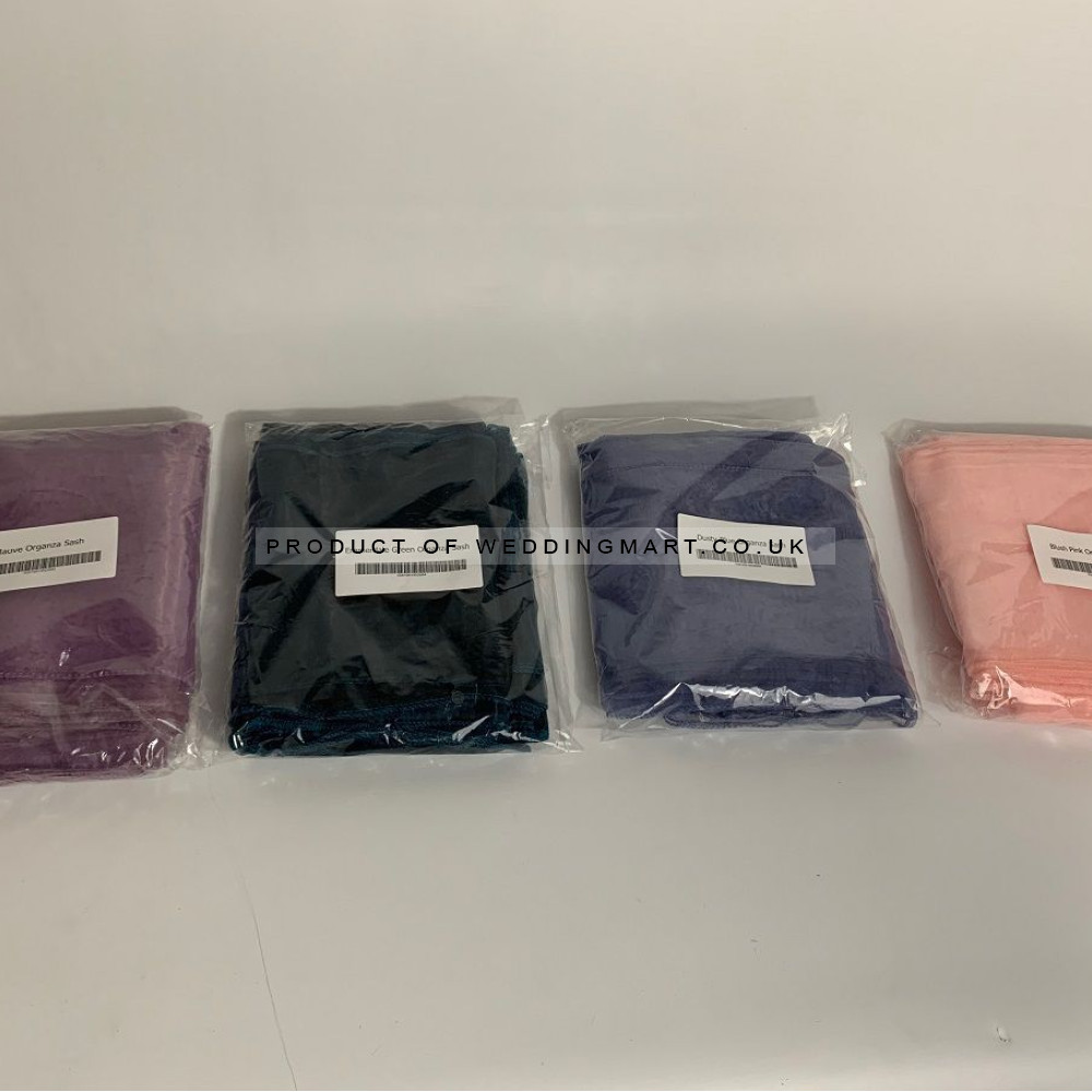 Dusty Blue Organza Chair Bows - PACK of 10 – Wholesale Organza Chair Bows for Wedding Decorators | WeddingMart