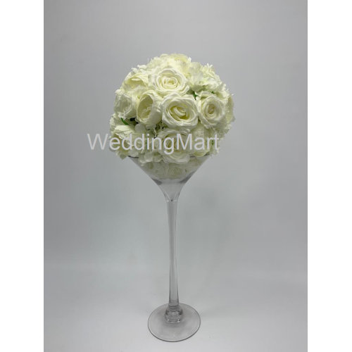 35cm Artificial Wedding Flower Ball - Ivory