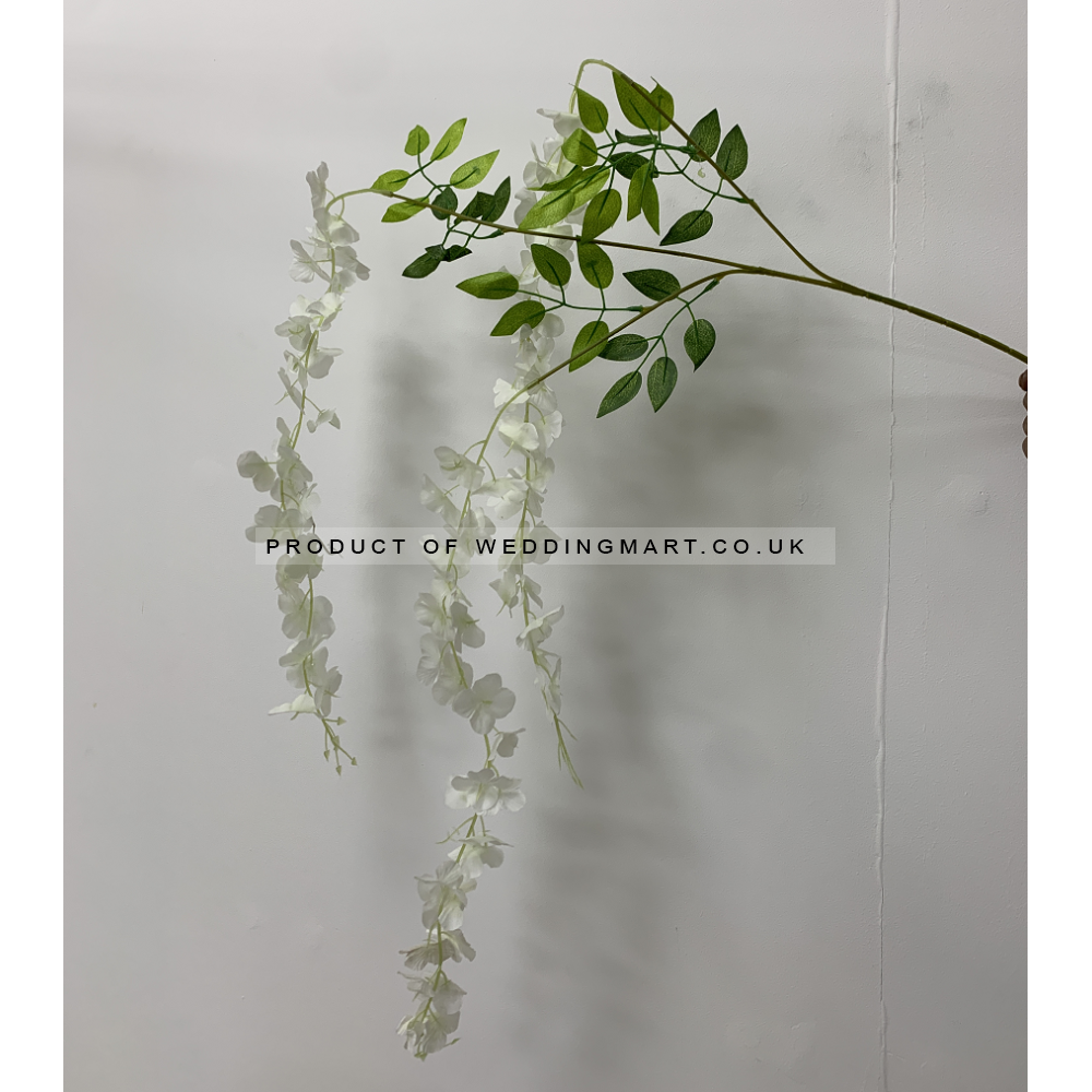 12pcs of Artificial Silk Hanging Wisteria Branh Vine Garland - Ivory