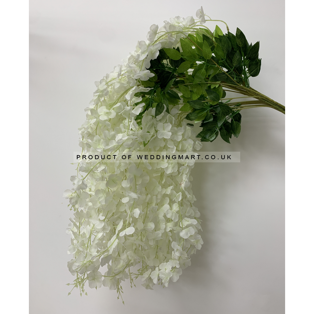 12pcs of Artificial Silk Hanging Wisteria Branh Vine Garland - Ivory