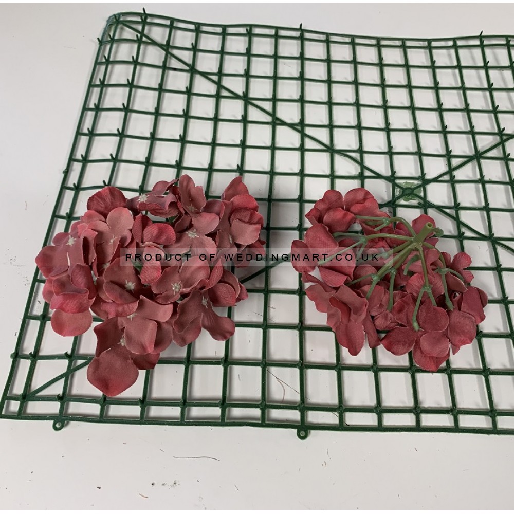 Dark Coral Hydrangea Flower Heads - Pack of 50