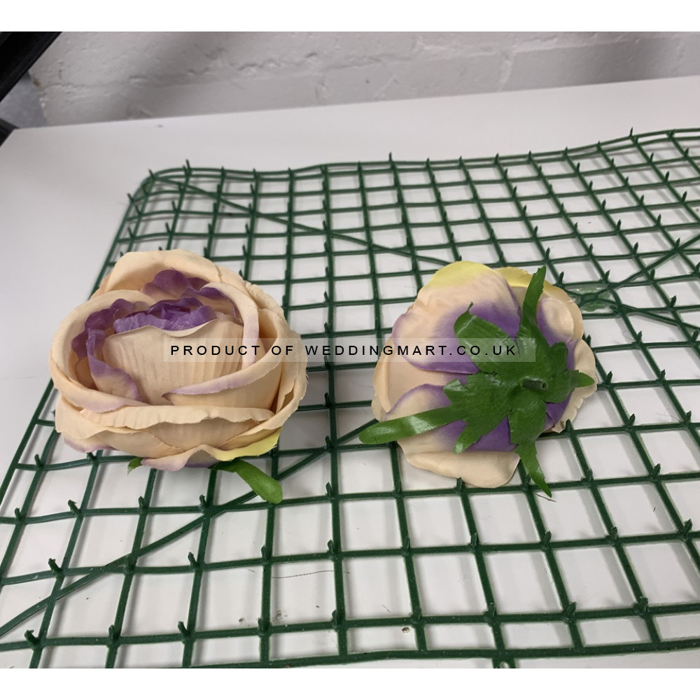 Artificial Closed Rose Heads - Ivory and Pink - Pack of 10