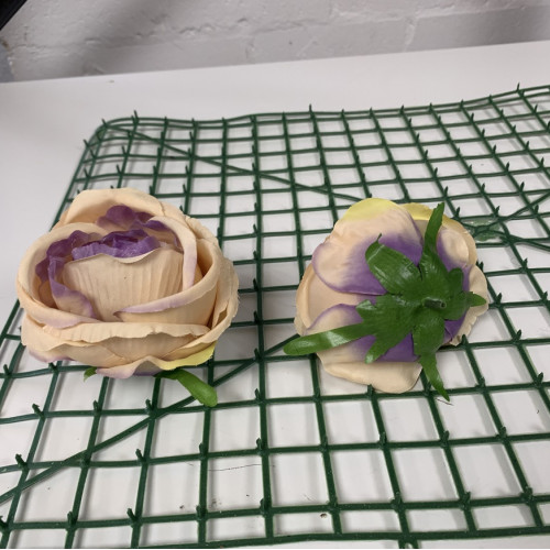 Artificial Closed Rose Heads - Ivory and Pink - Pack of 10