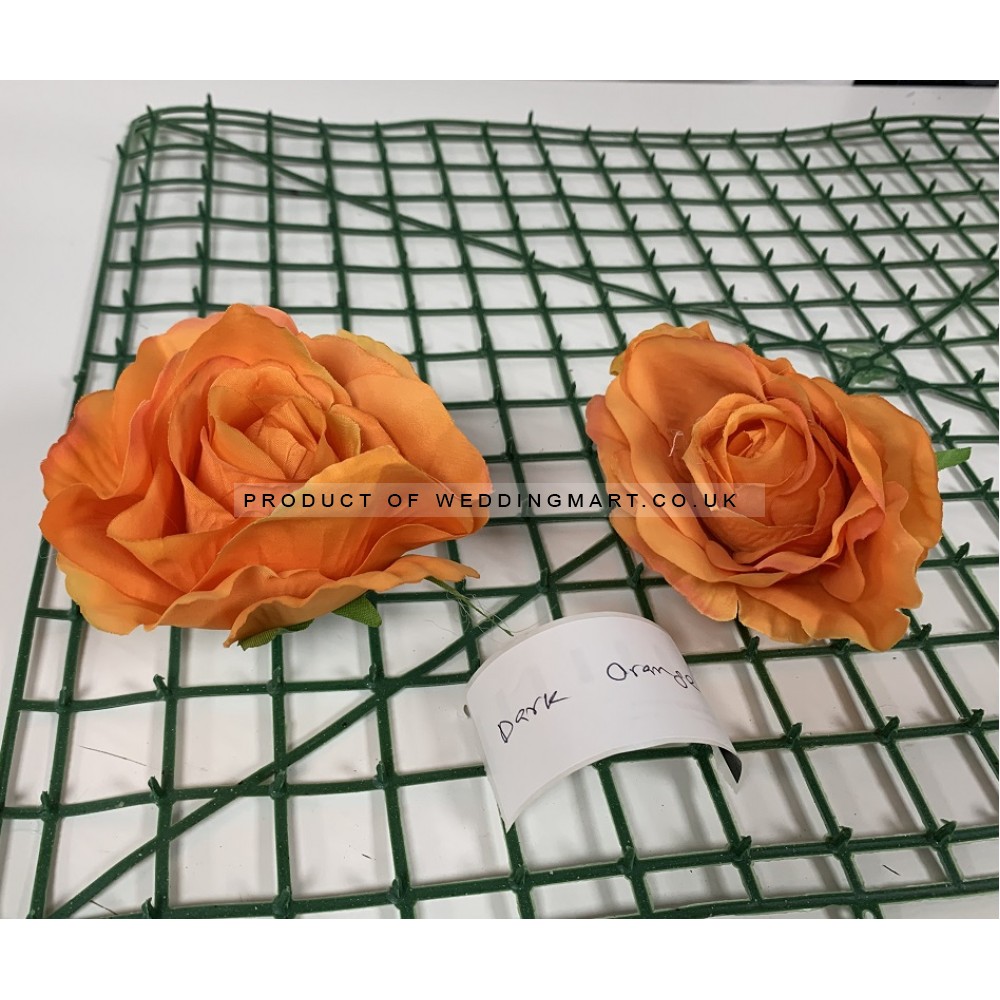 Dark Orange Rose Heads - Pack of 10