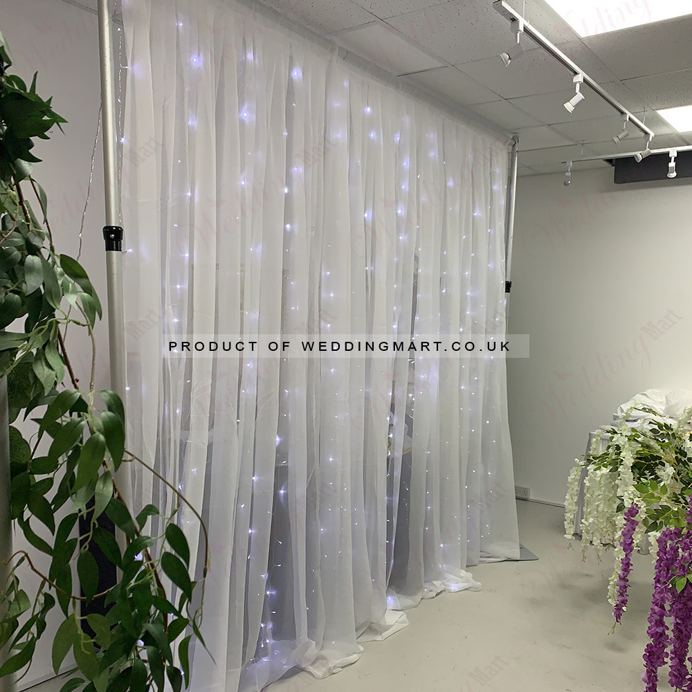 3m (w) x 3m (h) Wedding Backdrop Voil Overlay - White