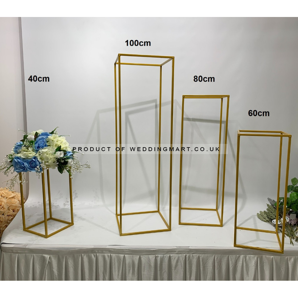 80cm Budget Rectangular Metal Centrepiece Stands - Gold