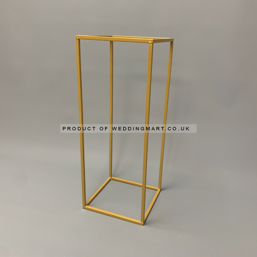 80cm Budget Rectangular Metal Centrepiece Stands - Gold – Wholesale Budget Centerpiece Stands for Wedding Decorators | WeddingMart