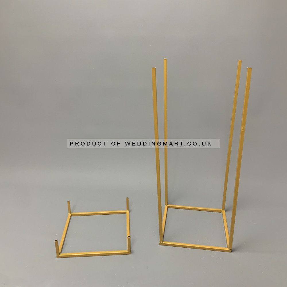 80cm Budget Rectangular Metal Centrepiece Stands - Gold – Wholesale Budget Centerpiece Stands for Wedding Decorators | WeddingMart