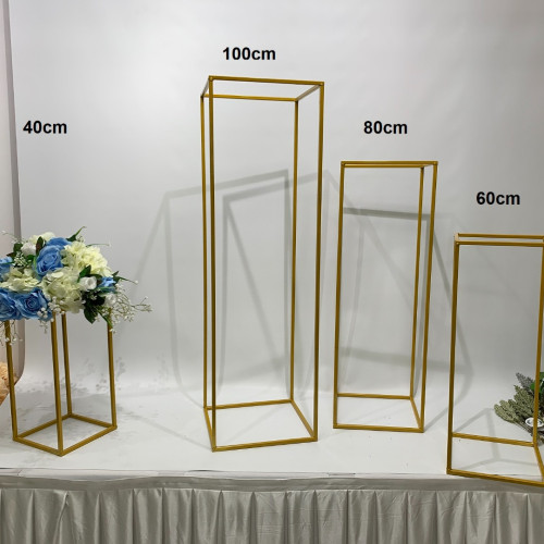Budget Rectangular Metal Centrepiece Stands - Set of 4 - GOLD