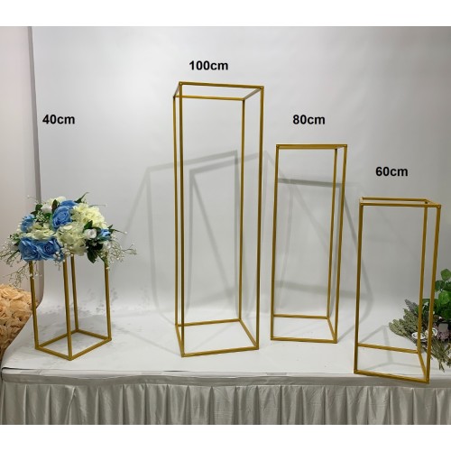 Budget Rectangular Metal Centrepiece Stands - Set of 4 - GOLD