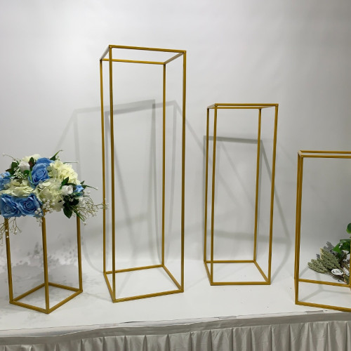 Budget Rectangular Metal Centrepiece Stands - Set of 4 - GOLD