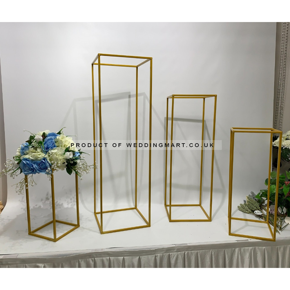 Budget Rectangular Metal Centrepiece Stands - Set of 4 - GOLD