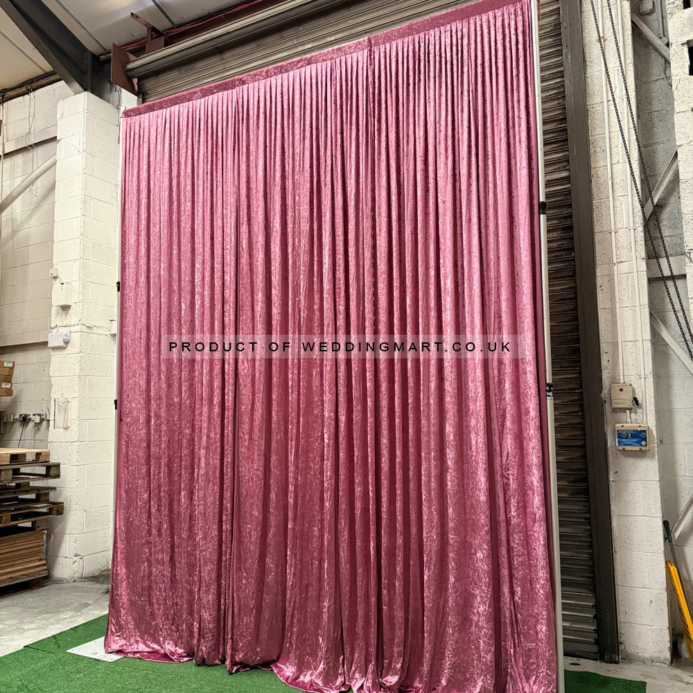 1m (w) x 4m (h) Velvet Backdrop Overlay Panel - Pink – Wholesale Velvet Overlays for Wedding Decorators | WeddingMart