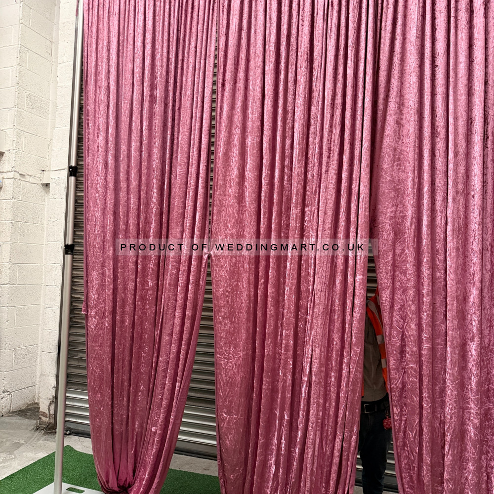 1m (w) x 4m (h) Velvet Backdrop Overlay Panel - Pink – Wholesale Velvet Overlays for Wedding Decorators | WeddingMart