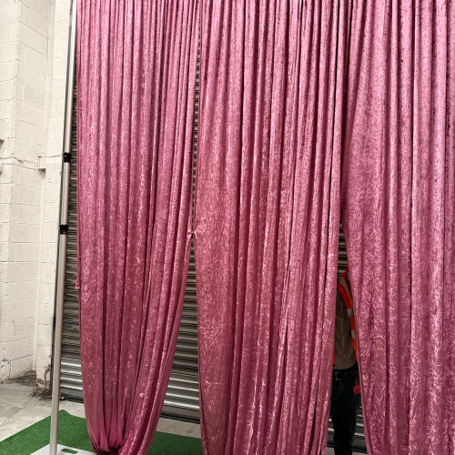 1m (w) x 4m (h) Velvet Backdrop Overlay Panel - Pink – Wholesale Velvet Overlays for Wedding Decorators | WeddingMart