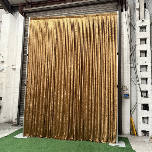 1m (w) x 4m (h) Velvet Backdrop Overlay Panel - Dark Gold – Wholesale Velvet Overlays for Wedding Decorators | WeddingMart