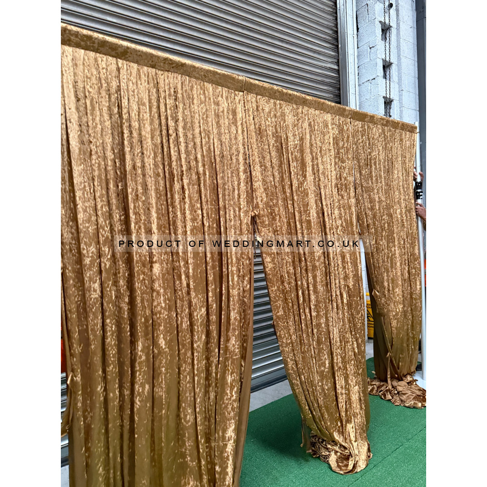 1m (w) x 4m (h) Velvet Backdrop Overlay Panel - Dark Gold