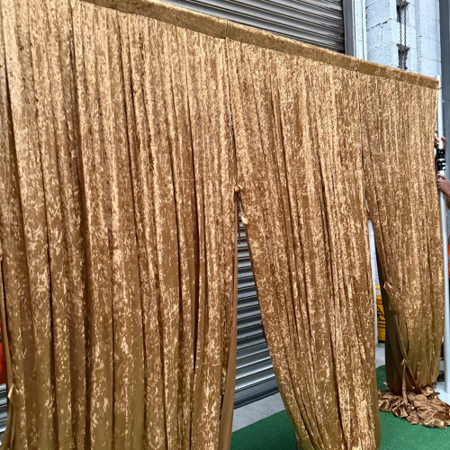 1m (w) x 4m (h) Velvet Backdrop Overlay Panel - Dark Gold – Wholesale Velvet Overlays for Wedding Decorators | WeddingMart
