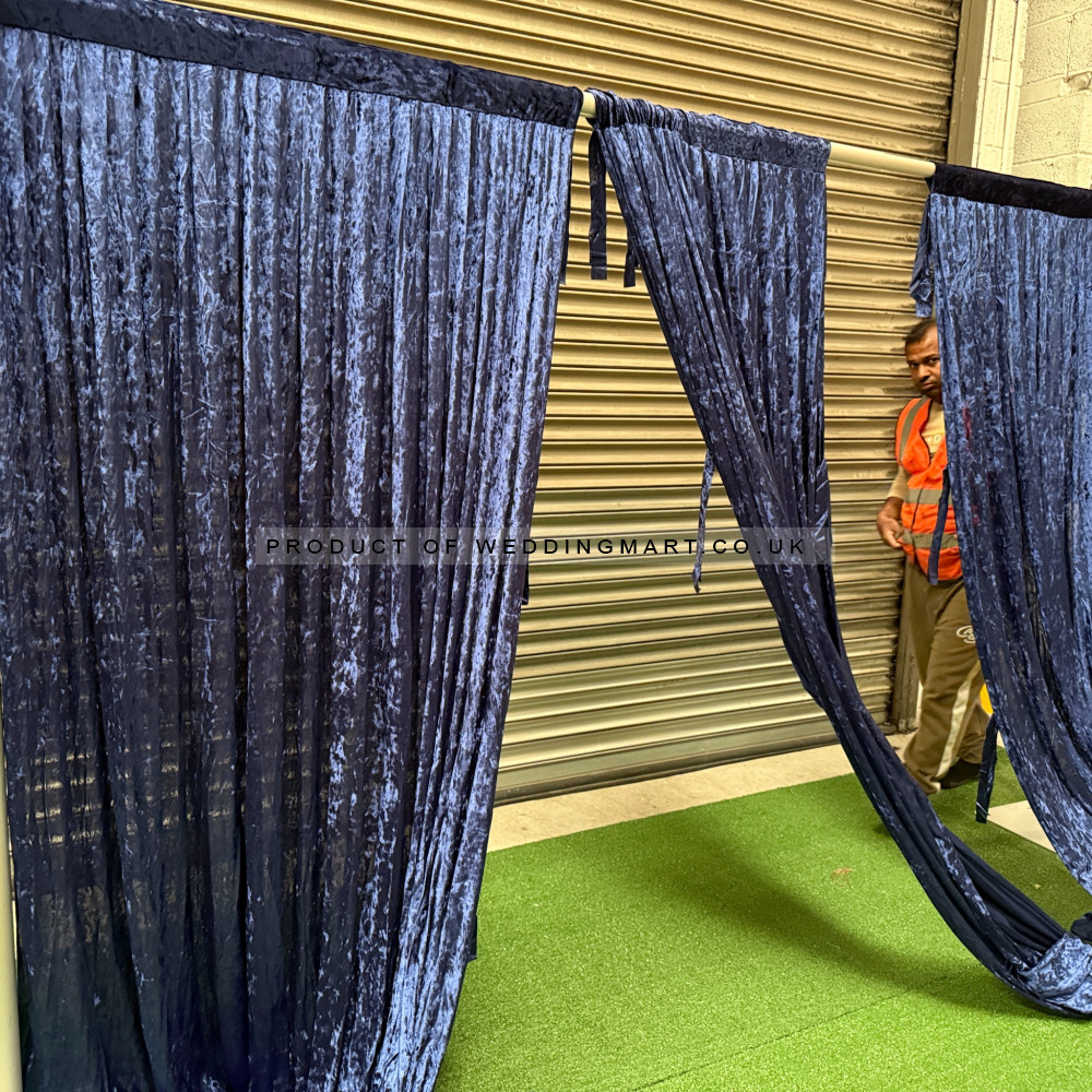 1m (w) x 4m (h) Velvet Backdrop Overlay Panel - Blue – Wholesale Velvet Overlays for Wedding Decorators | WeddingMart