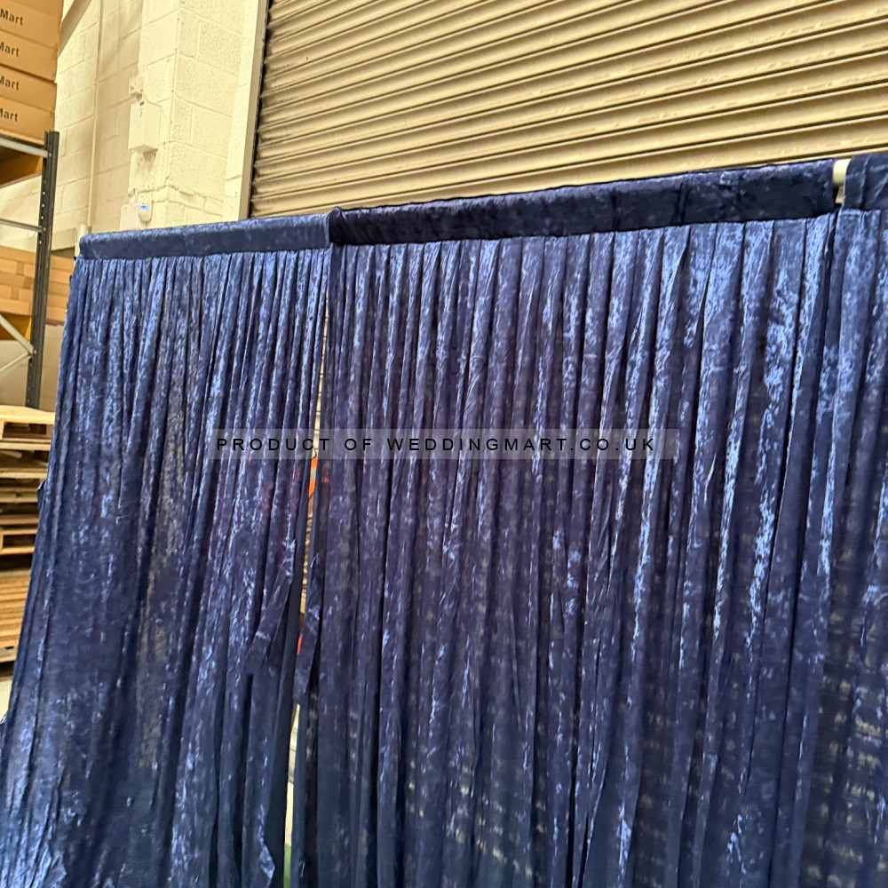 1m (w) x 4m (h) Velvet Backdrop Overlay Panel - Blue – Wholesale Velvet Overlays for Wedding Decorators | WeddingMart