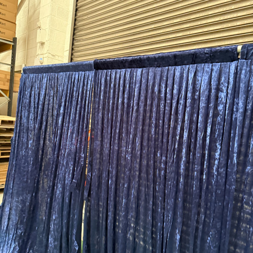 1m (w) x 4m (h) Velvet Backdrop Overlay Panel - Blue – Wholesale Velvet Overlays for Wedding Decorators | WeddingMart