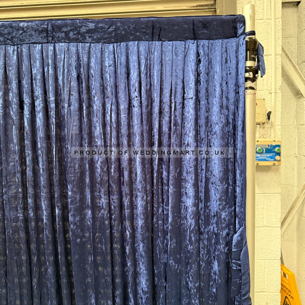 1m (w) x 4m (h) Velvet Backdrop Overlay Panel - Blue – Wholesale Velvet Overlays for Wedding Decorators | WeddingMart