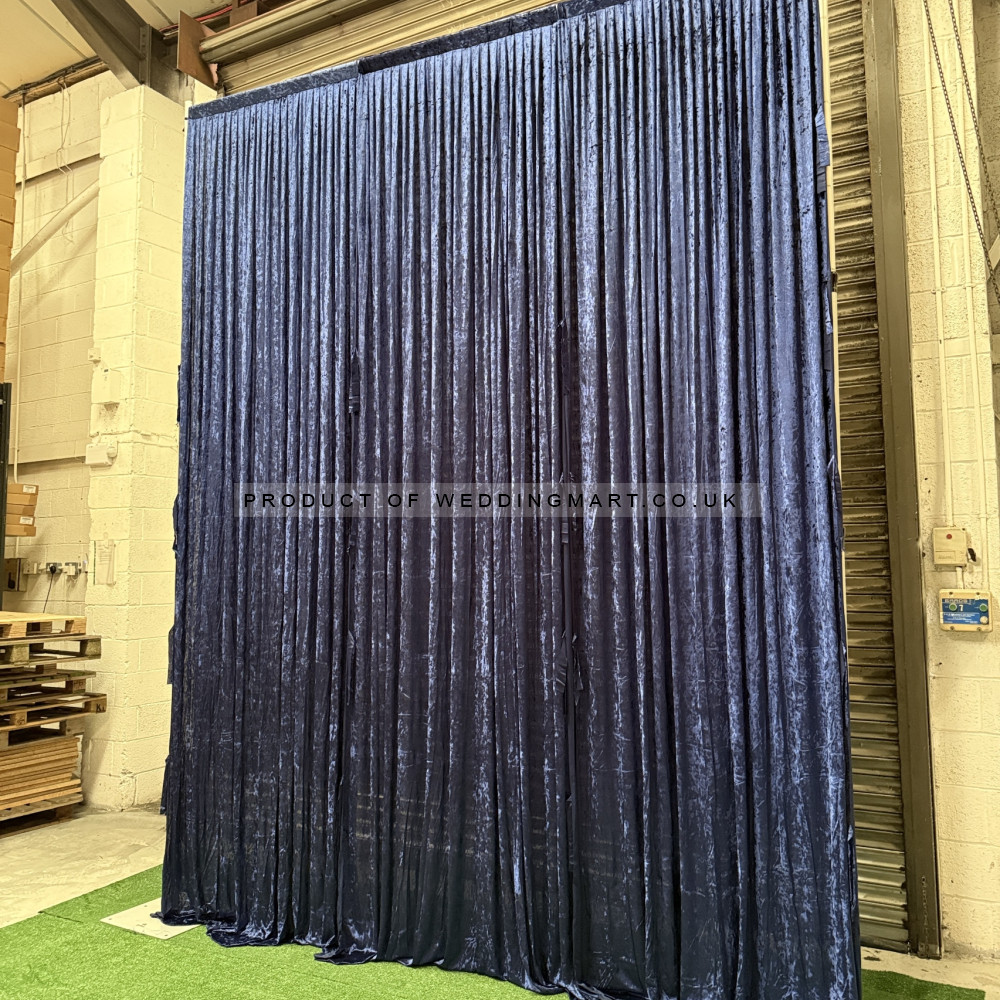1m (w) x 4m (h) Velvet Backdrop Overlay Panel - Blue – Wholesale Velvet Overlays for Wedding Decorators | WeddingMart