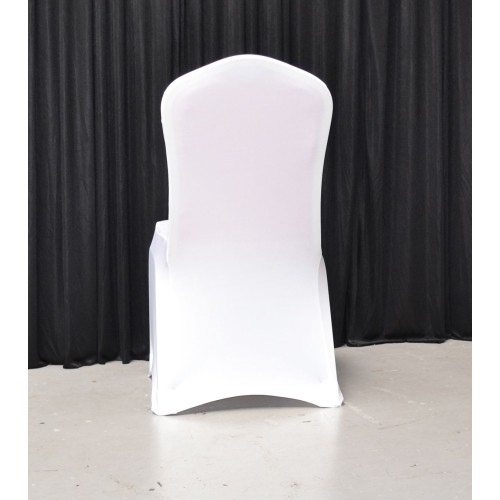 Premium Quality White Spandex Chair Cover - Flat Front Sample