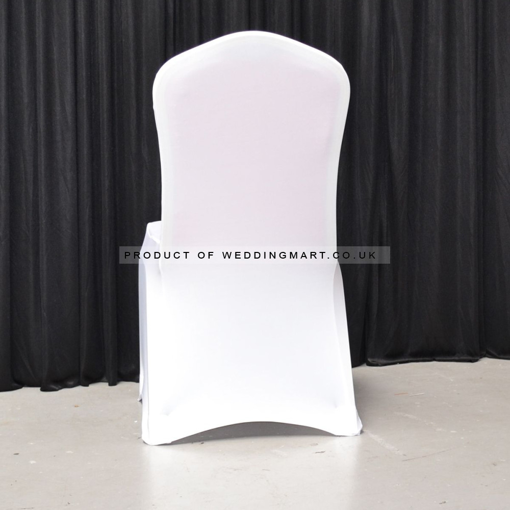 Premium Quality White Spandex Chair Cover - Flat Front Sample