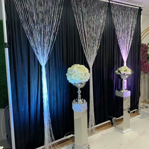 10ftx3ft Iridescent Faux Crystal Beaded Curtain Panel