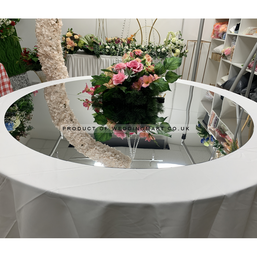 60 inch Wedding Rounded Acrylic Mirror Table Top