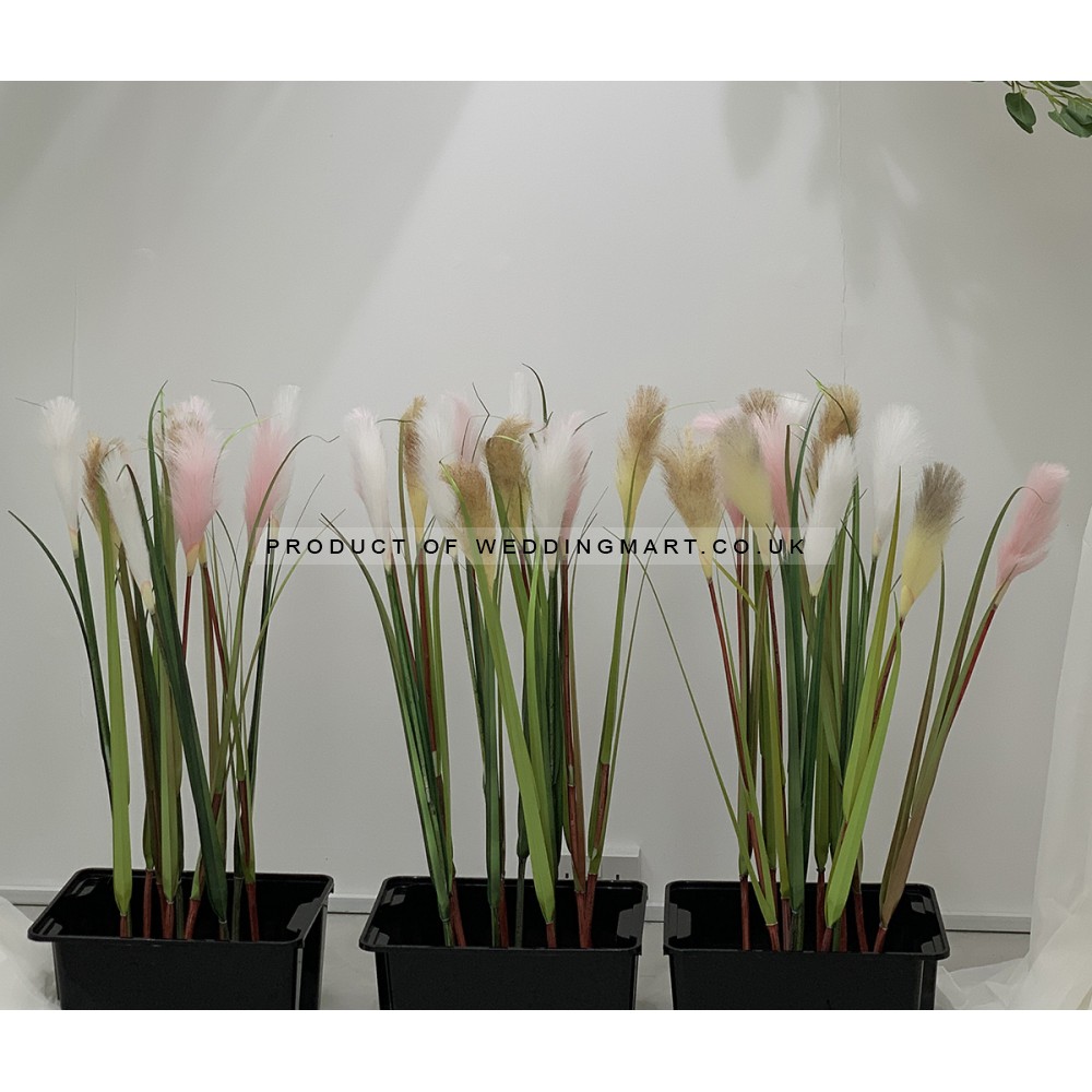 Artificial Faux Decorative White Reed Grass Stem