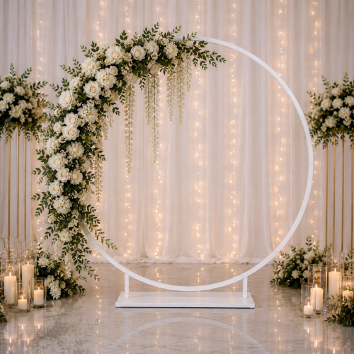 180cm metal round backdrop hoop stand with detachable hanging display platform