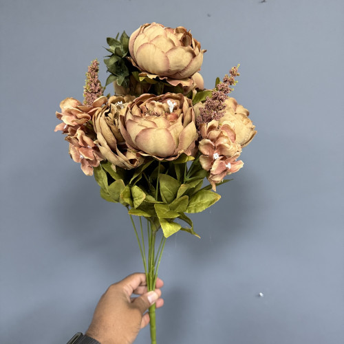 Artificial Giant Premium Peony Bouquet - Coffee – Wholesale Peony Bouquets for Wedding Decorators | WeddingMart