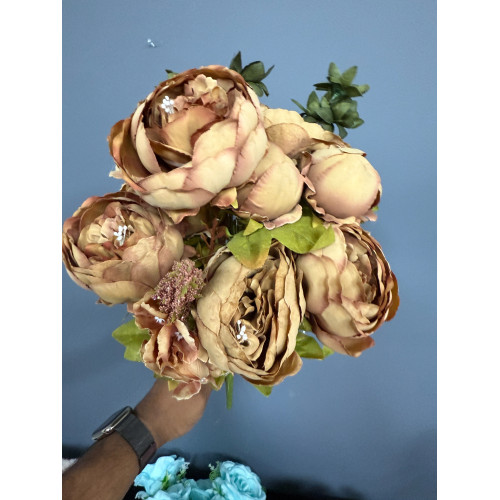 Artificial Giant Premium Peony Bouquet - Coffee